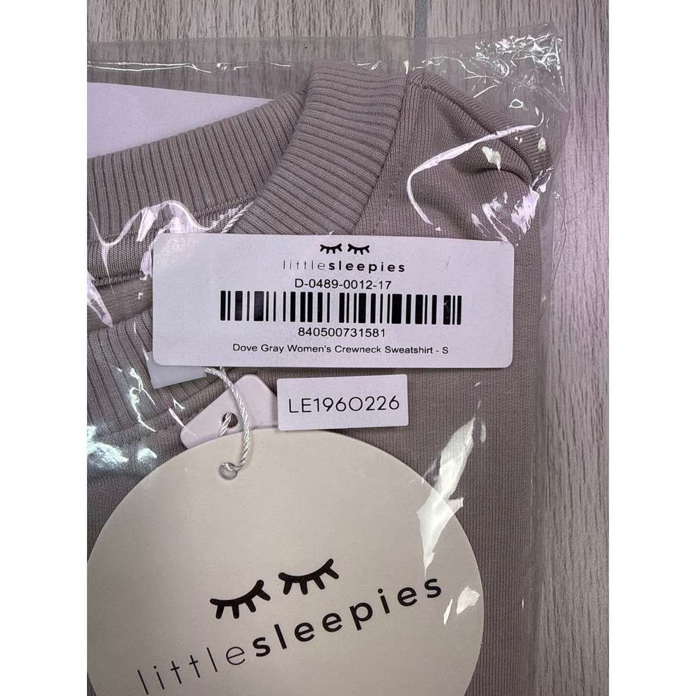 Little Sleepies Dove Gray Womens Crewneck Sweatshirt Size S New With Tags - Picture 6 of 6